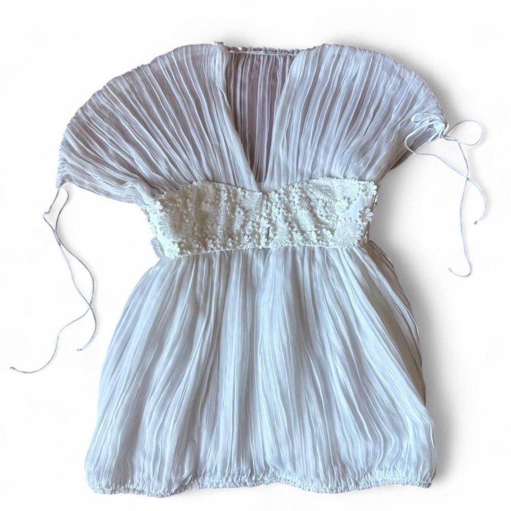 Ermanno Scervino White Blouse with Floral Details